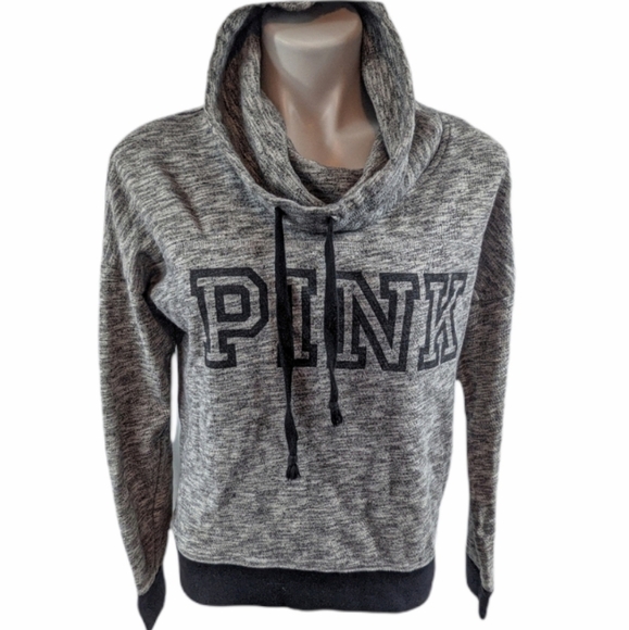 Pink by VS Heathered Cowl Neck Terry Sweatshirt Sm - Picture 1 of 8